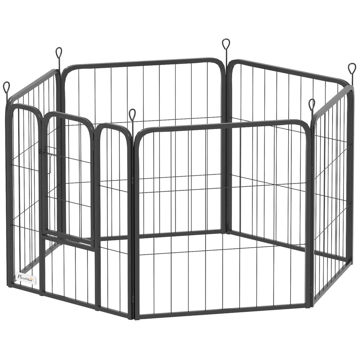 6 Panels Heavy Duty Dog Playpen, 24" Height, Portable Foldable Houses, Kennels & Pens Black at Gallery Canada