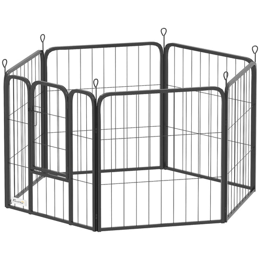 6 Panels Heavy Duty Dog Playpen, 24" Height, Portable Foldable Houses, Kennels & Pens Black at Gallery Canada