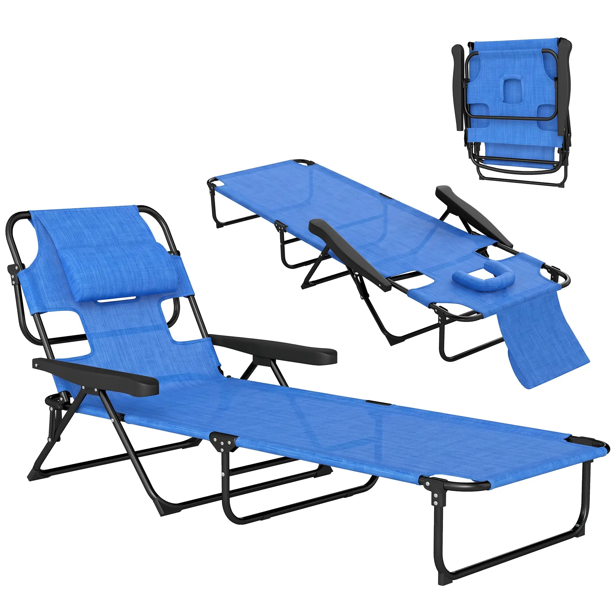Folding Lounge Chair, Reclining Back, Dark Blue Lounger Chairs at Gallery Canada
