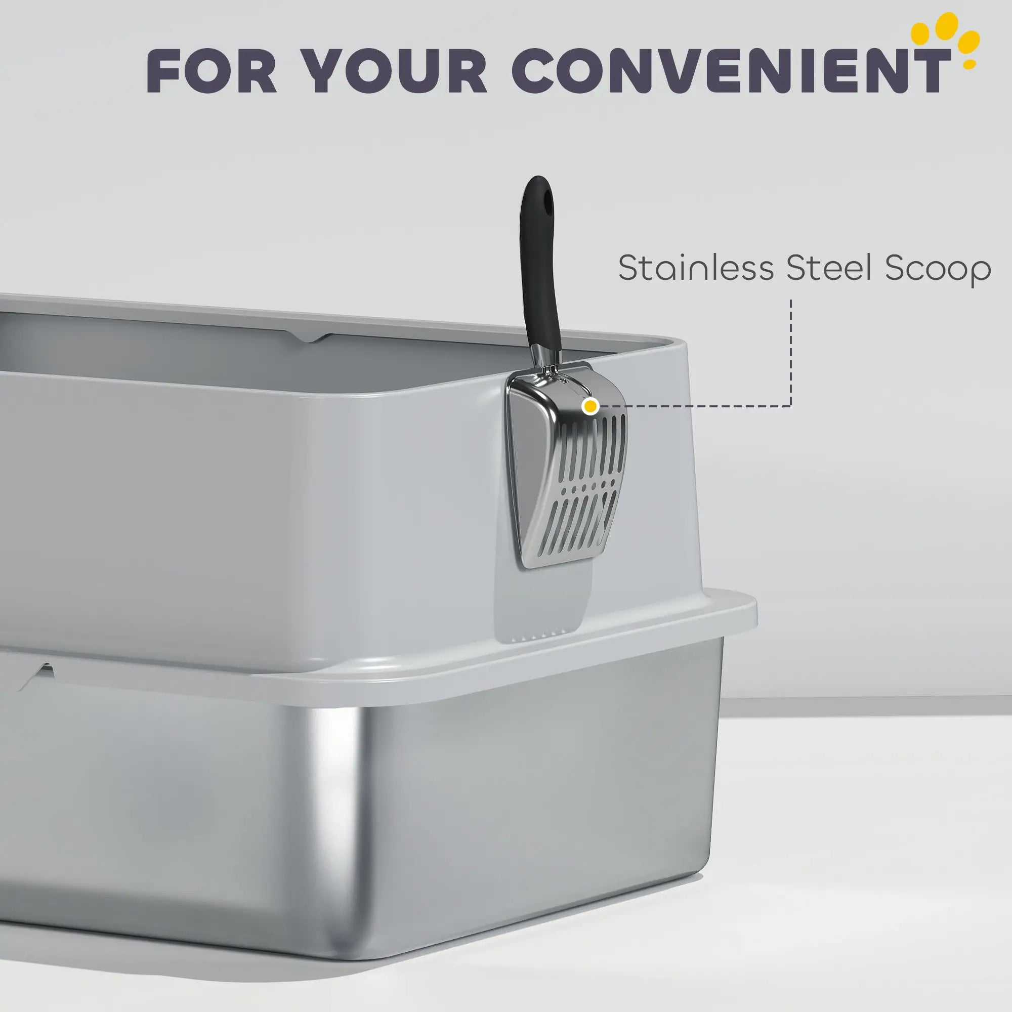 XL Stainless Steel Cat Litter Box, High Wall, Scoop Included, Easy Clean Cat Litter Box Enclosures at Gallery Canada