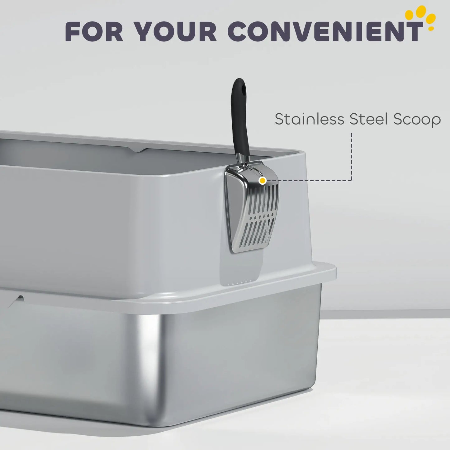 XL Stainless Steel Cat Litter Box, High Wall, Scoop Included, Easy Clean Cat Litter Box Enclosures at Gallery Canada