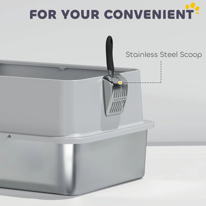 XL Stainless Steel Cat Litter Box, High Wall, Scoop Included, Easy Clean Cat Litter Box Enclosures at Gallery Canada