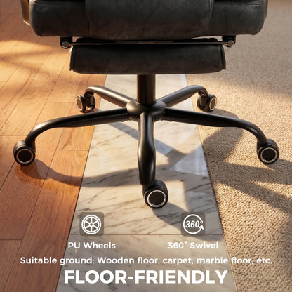 Big & Tall Office Chair 400 Lbs, Reclining, Lumbar Support, Black