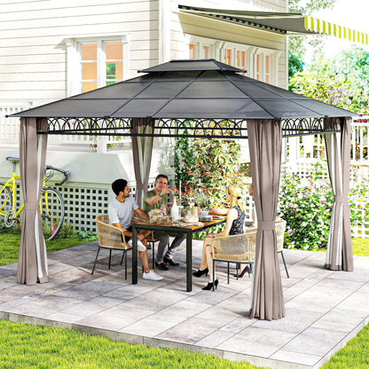 10' x 12' Hardtop Gazebo, Polycarbonate Roof, Steel Frame, Khaki Gazebos at Gallery Canada