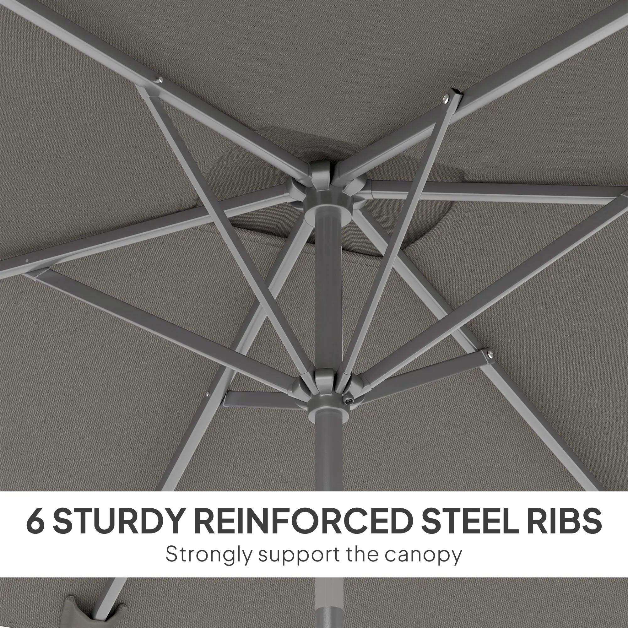 6.5x9.6ft Rectangle Aluminum Patio Umbrella, Outdoor Sunshade, Light Grey Sun Umbrellas at Gallery Canada