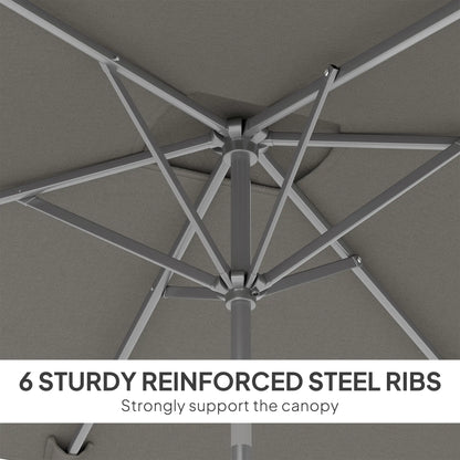 6.5x9.6ft Rectangle Aluminum Patio Umbrella, Outdoor Sunshade, Light Grey Sun Umbrellas at Gallery Canada