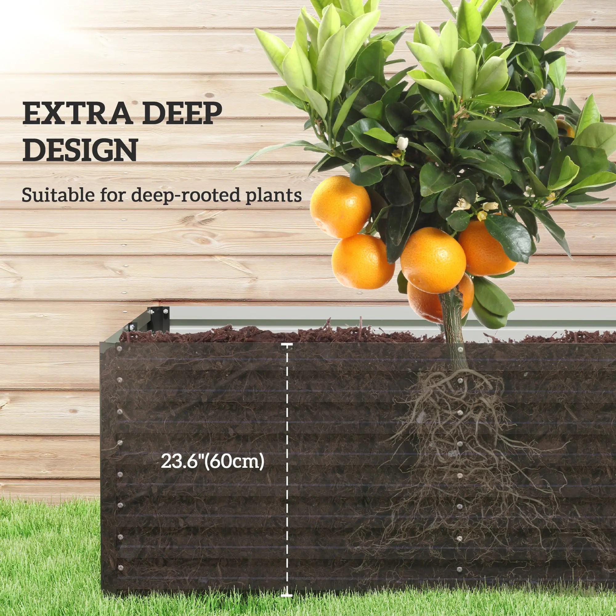 8' x 4' x 2' Raised Garden Bed, Galvanized Planter Box, Dark Grey Raised Garden Beds at Gallery Canada