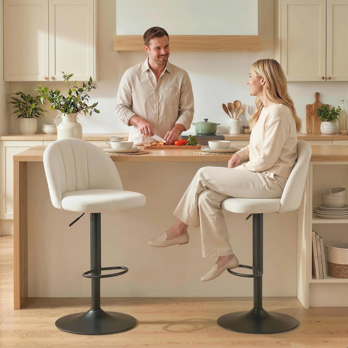 Swivel Counter Height Barstools Set Of 2, Cream White Bar Stools at Gallery Canada