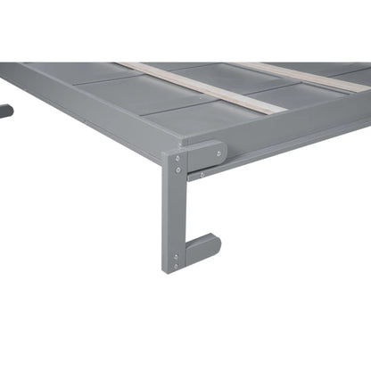 Murphy Bed with Shelves, LED Lights, 97.5" L x 84.5" W x 88.5" H, Grey Bed Frames at Gallery Canada
