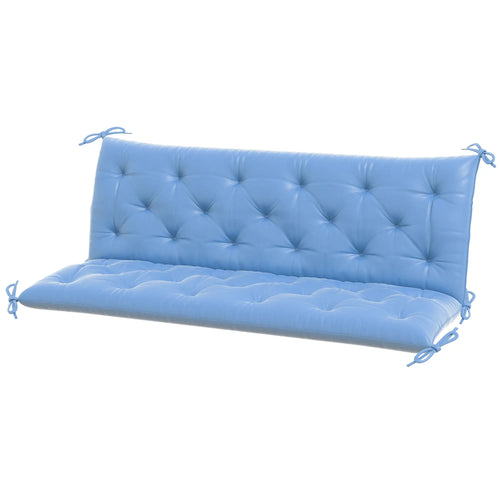 3-Seater Outdoor Bench Swing Cushions, Patio Garden, Light Blue