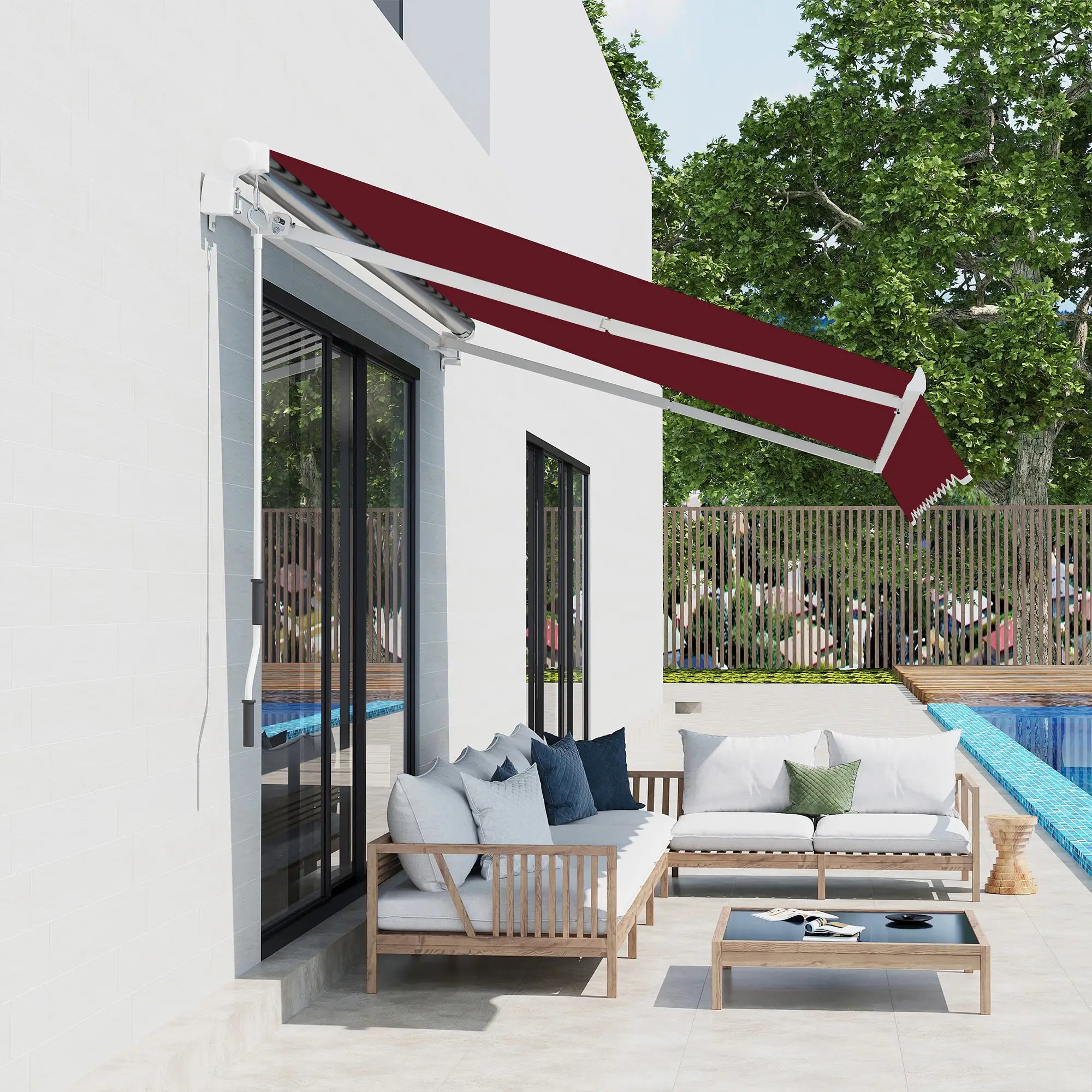 11' x 10' Retractable Awning Fabric, UV Protection, Wine Red Awning Fabric Replacement at Gallery Canada