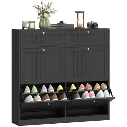 Shoe Cabinet With 2 Large Flip Drawers, Farmhouse Narrow, Black Shoe Storage Cabinets & Racks at Gallery Canada