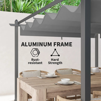 Retractable Pergola Canopy, 11.7' x 19.6', Aluminum, For Grill Patio Garden Deck Pergolas at Gallery Canada