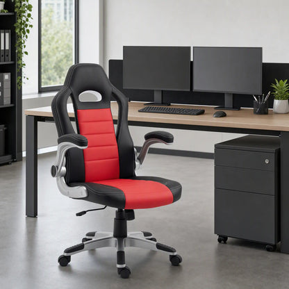 Racing Gaming Chair, PU Leather, Adjustable Height, Flip Up Armrest, Red Video Game Chairs at Gallery Canada