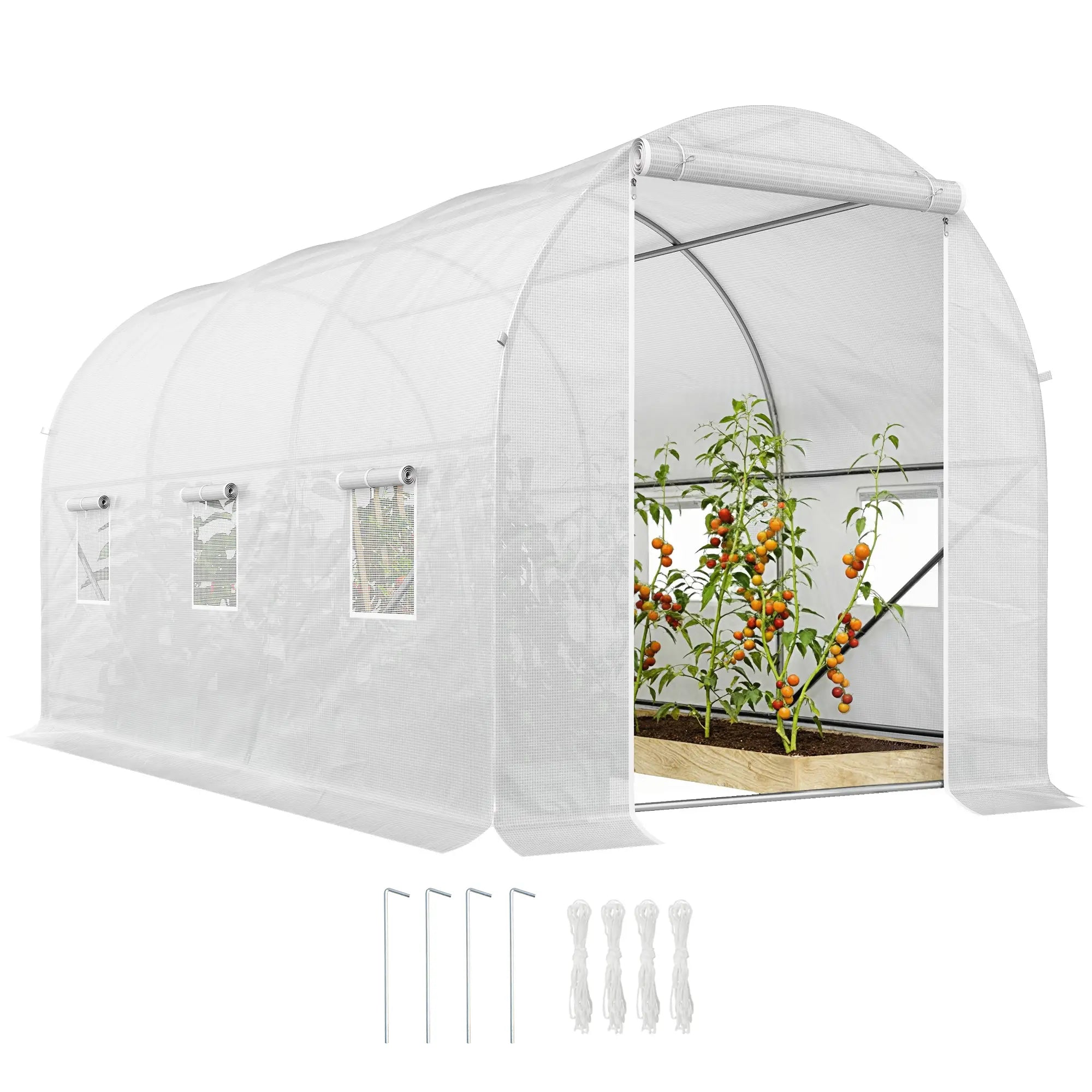 11.5x6.6x6.6ft Walk-In Greenhouse, Portable Garden Plant House, White Walk In Greenhouses White at Gallery Canada