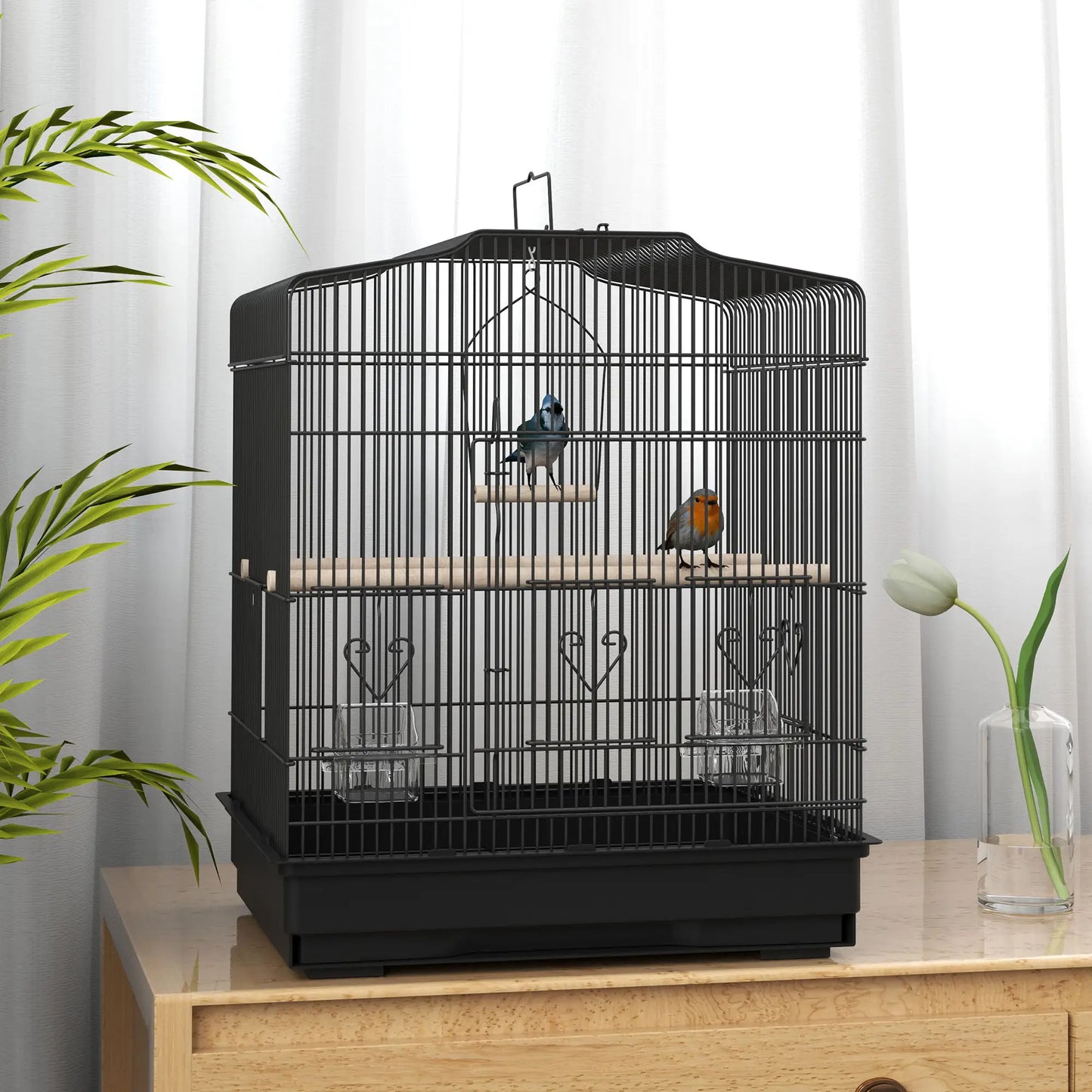 23" Bird Cage, Finches Canaries, Parrot Cage, 2 Feeders, Black Bird Cages at Gallery Canada