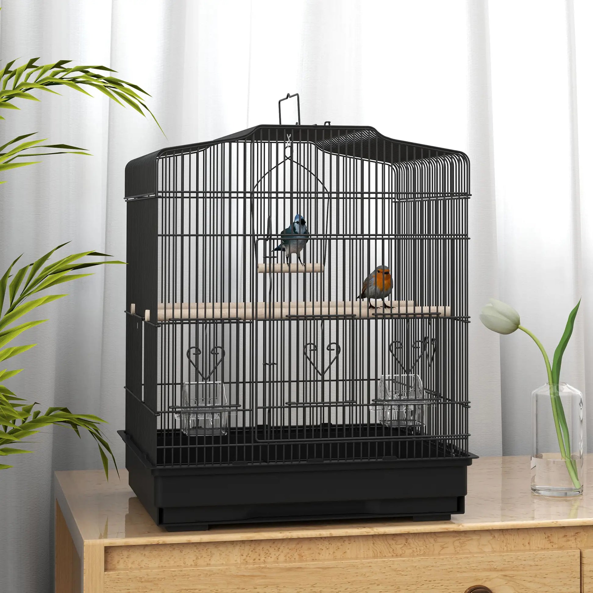 23" Bird Cage, Finches Canaries, Parrot Cage, 2 Feeders, Black Bird Cages at Gallery Canada