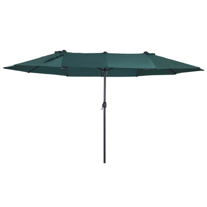 15ft Double-Sided Patio Umbrella, Twin Canopy, Crank, Dark Green Sun Umbrellas at Gallery Canada