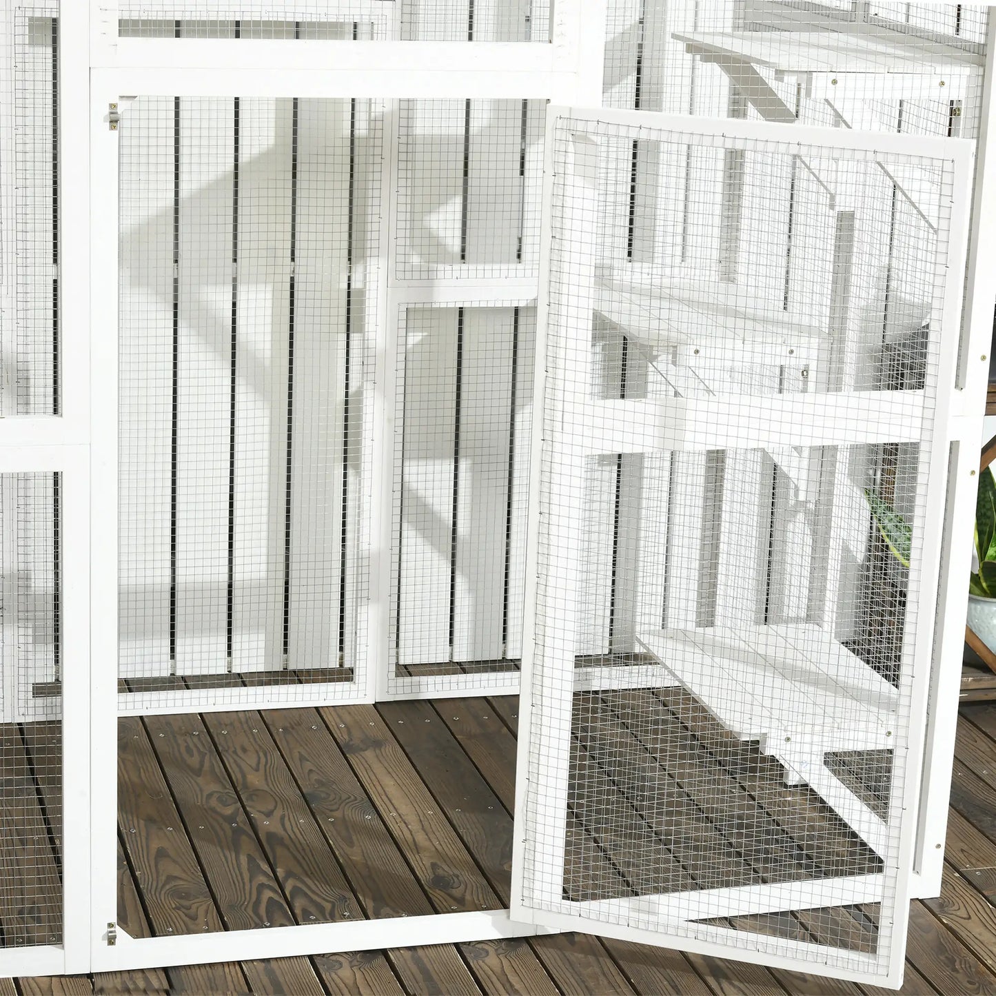 Large Outdoor Catio Enclosure, Wooden Cat Patio, 70.9" x 38.6" x 70.9", White Outdoor Cat Enclosures at Gallery Canada