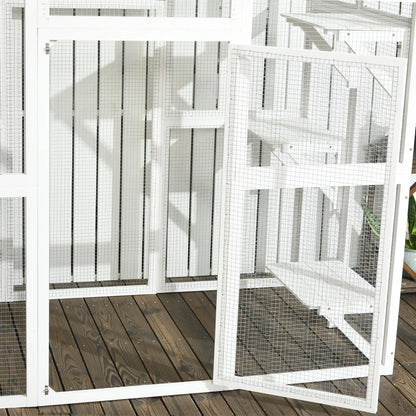 Large Outdoor Catio Enclosure, Wooden Cat Patio, 70.9" x 38.6" x 70.9", White Outdoor Cat Enclosures at Gallery Canada