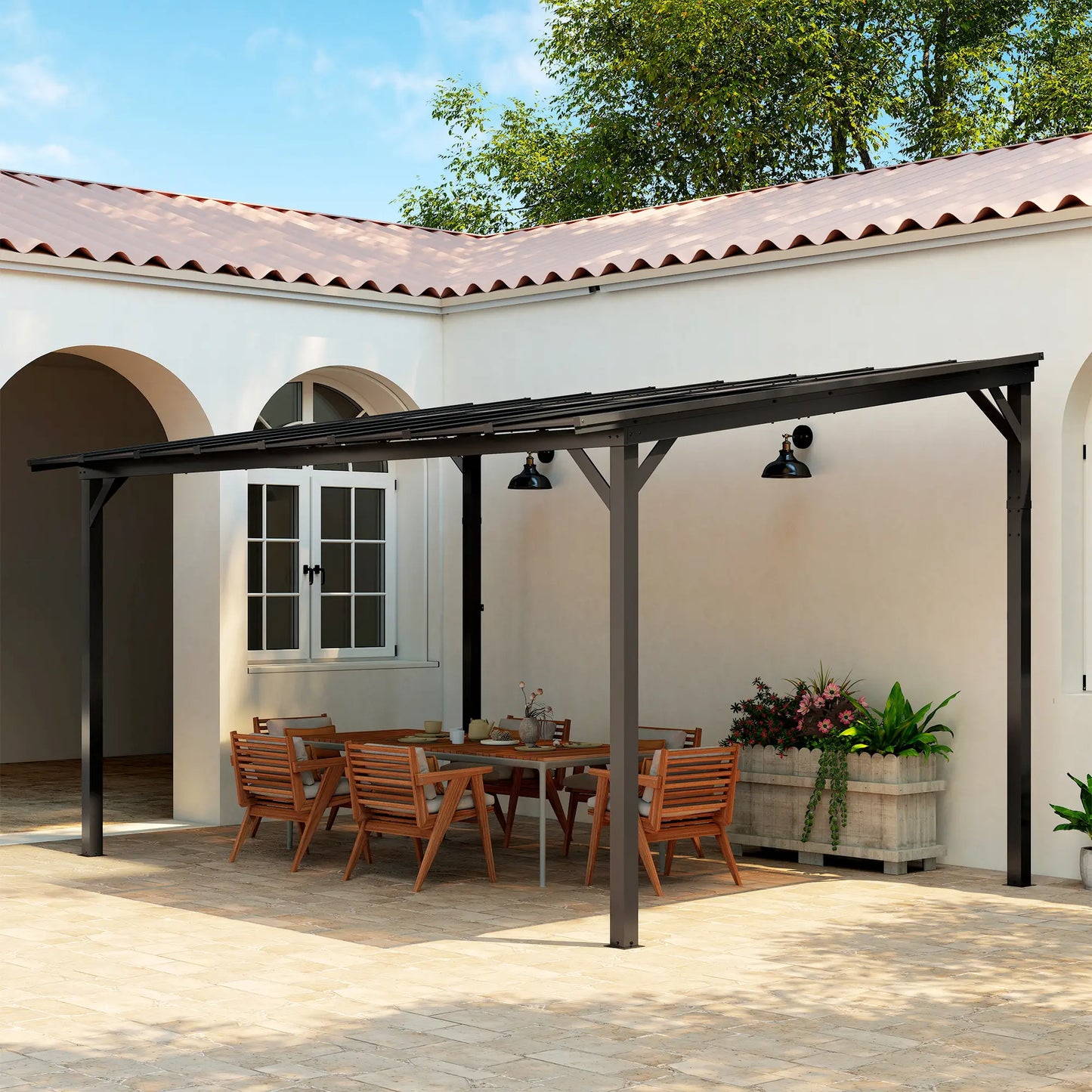 10' x 14' Hardtop Gazebo, Wall Mounted, Free Standing, UPF 50+, Waterproof Roof Pergolas at Gallery Canada