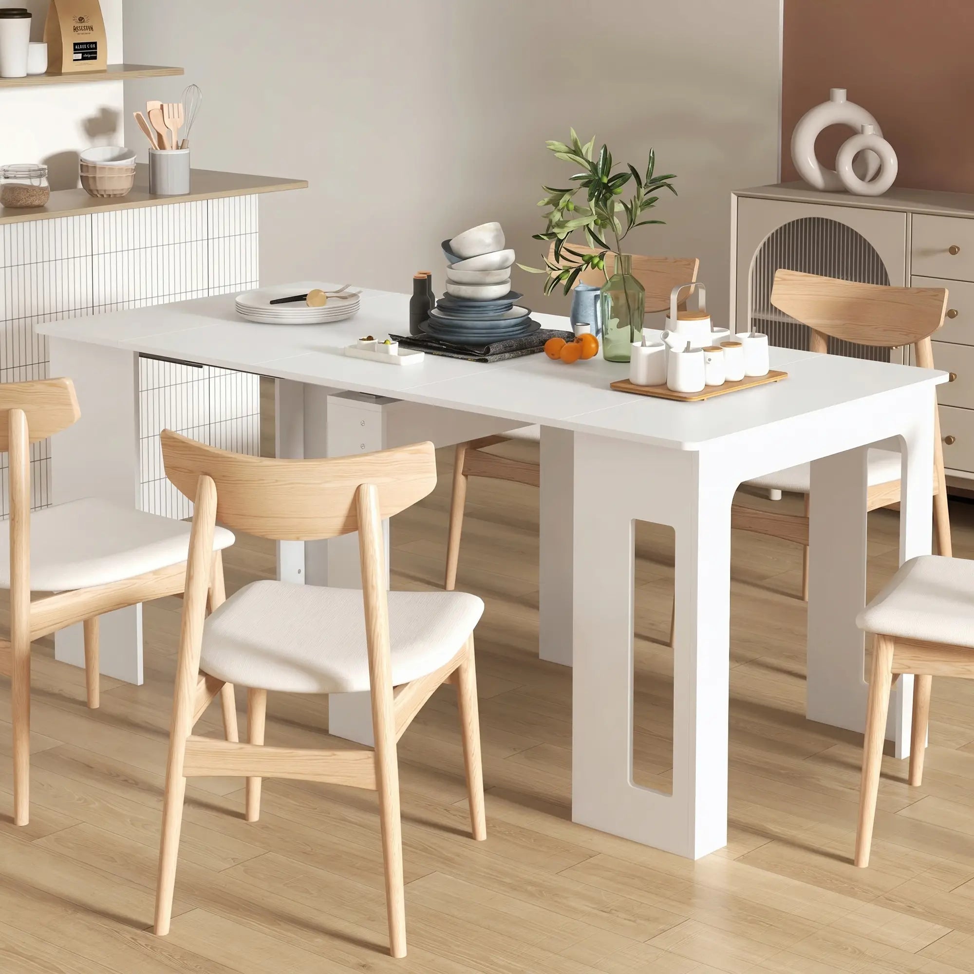 Extendable Dining Table, Expandable Kitchen Table, Seats 6, White Bar Tables & Dining Tables at Gallery Canada