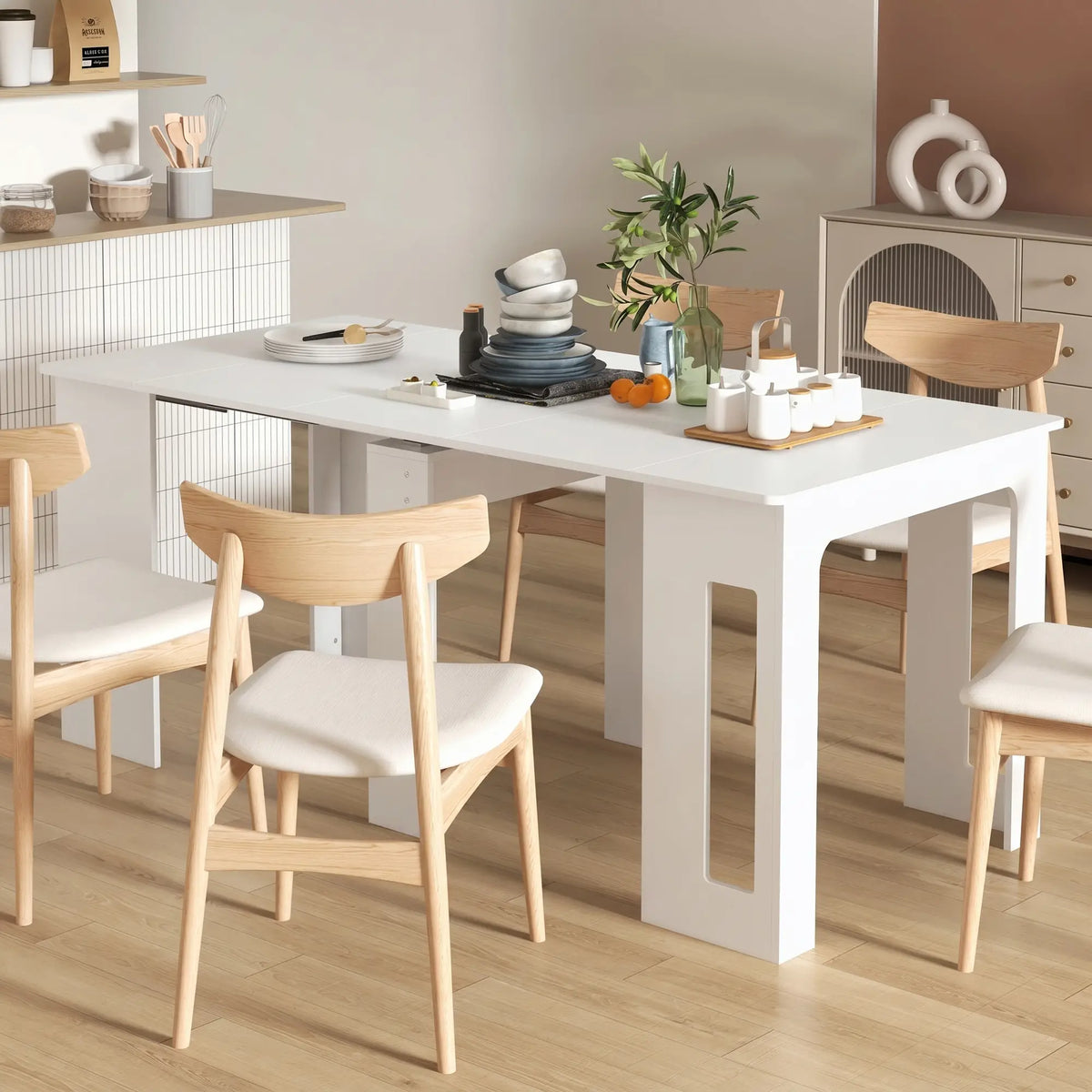 Extendable Dining Table, Expandable Kitchen Table, Seats 6, White Bar Tables & Dining Tables at Gallery Canada