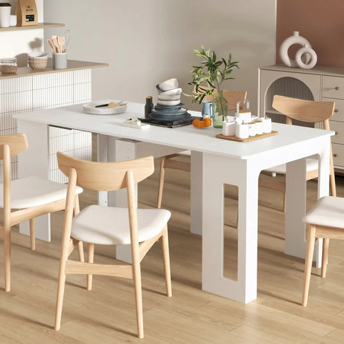 Extendable Dining Table, Expandable Kitchen Table, Seats 6, White