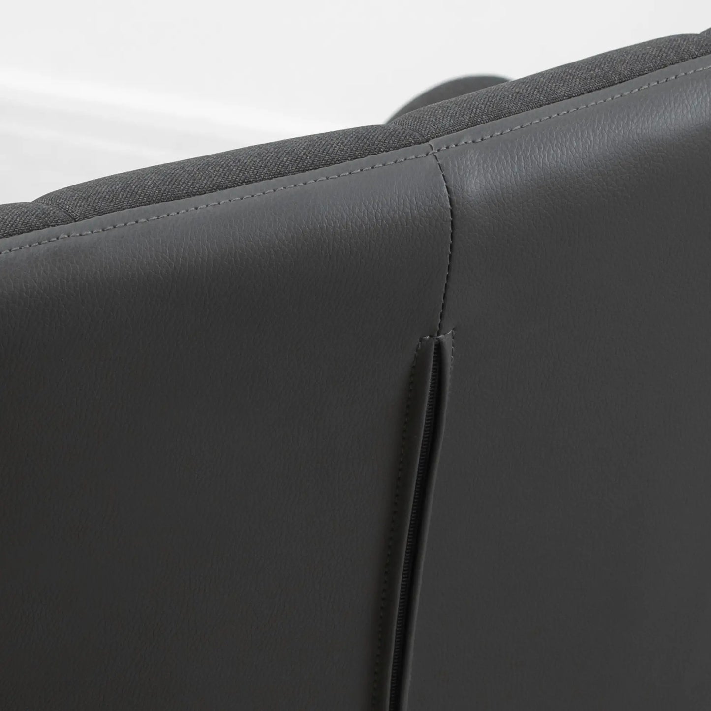 Ensemble de tabourets pivotants de 2, réglables avec repose-pieds, dossier en simili cuir, noir, gris