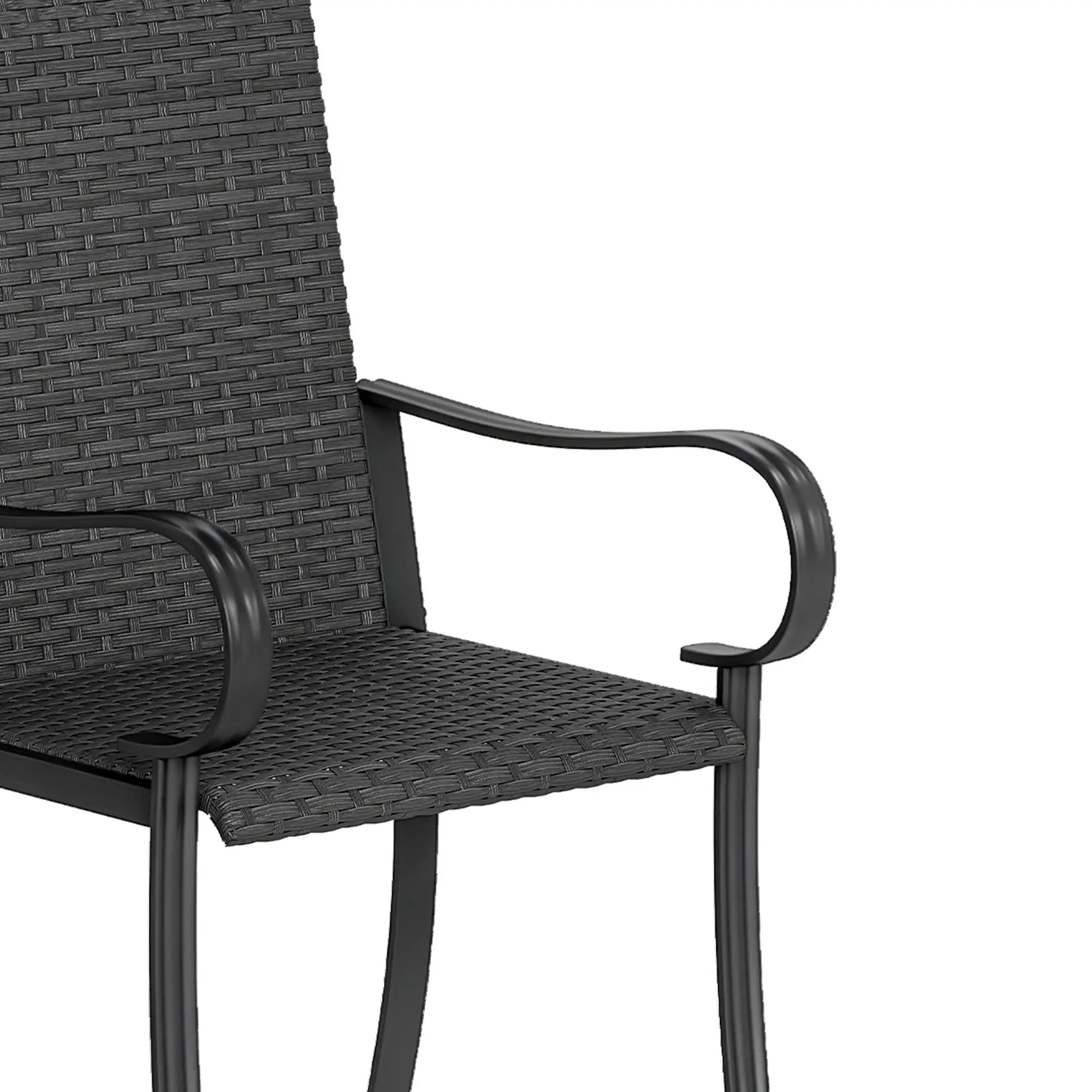 2 PE Rattan Patio Dining Chairs, Steel Frame, Garden, Backyard, Black Patio Chairs at Gallery Canada