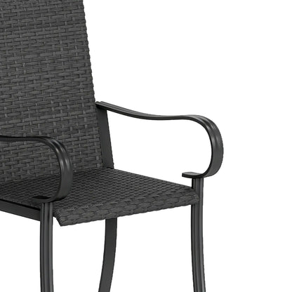 2 PE Rattan Patio Dining Chairs, Steel Frame, Garden, Backyard, Black Patio Chairs at Gallery Canada