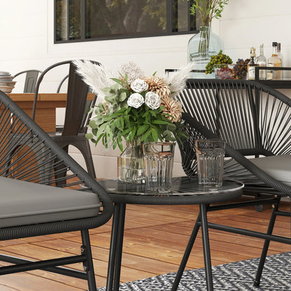 3 Piece Bistro Set, Wicker Patio Furniture, Glass Top Table, Black Bistro Sets at Gallery Canada