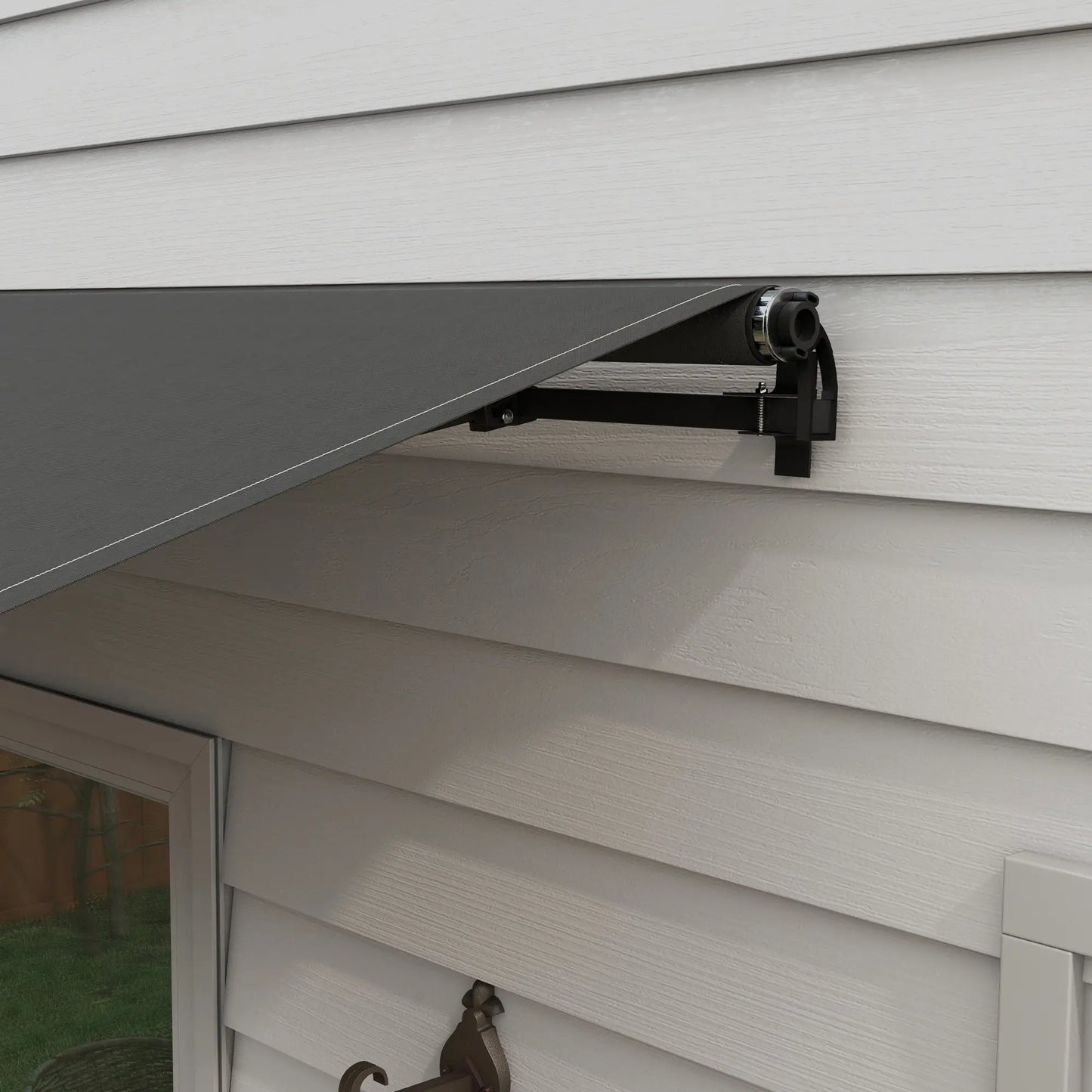 12' x 10' Retractable Awning, UV Resistant Sunshade, Black Patio Awnings at Gallery Canada