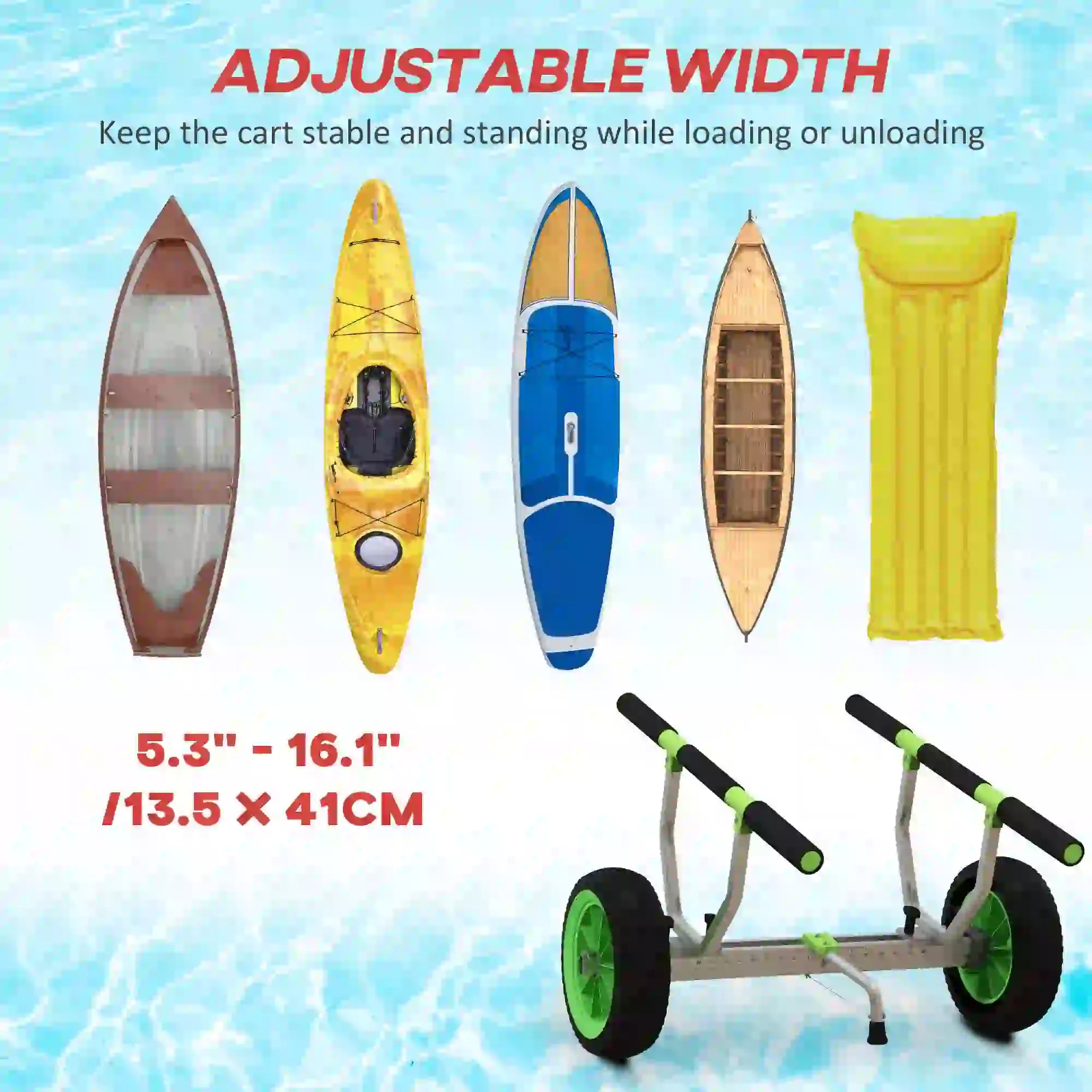 Adjustable Width Kayak Cart Dolly, Green Kayak Carts at Gallery Canada