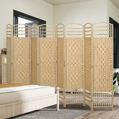8 Panel Folding Room Divider, Portable Privacy Screen, Natural Room Dividers at Gallery Canada