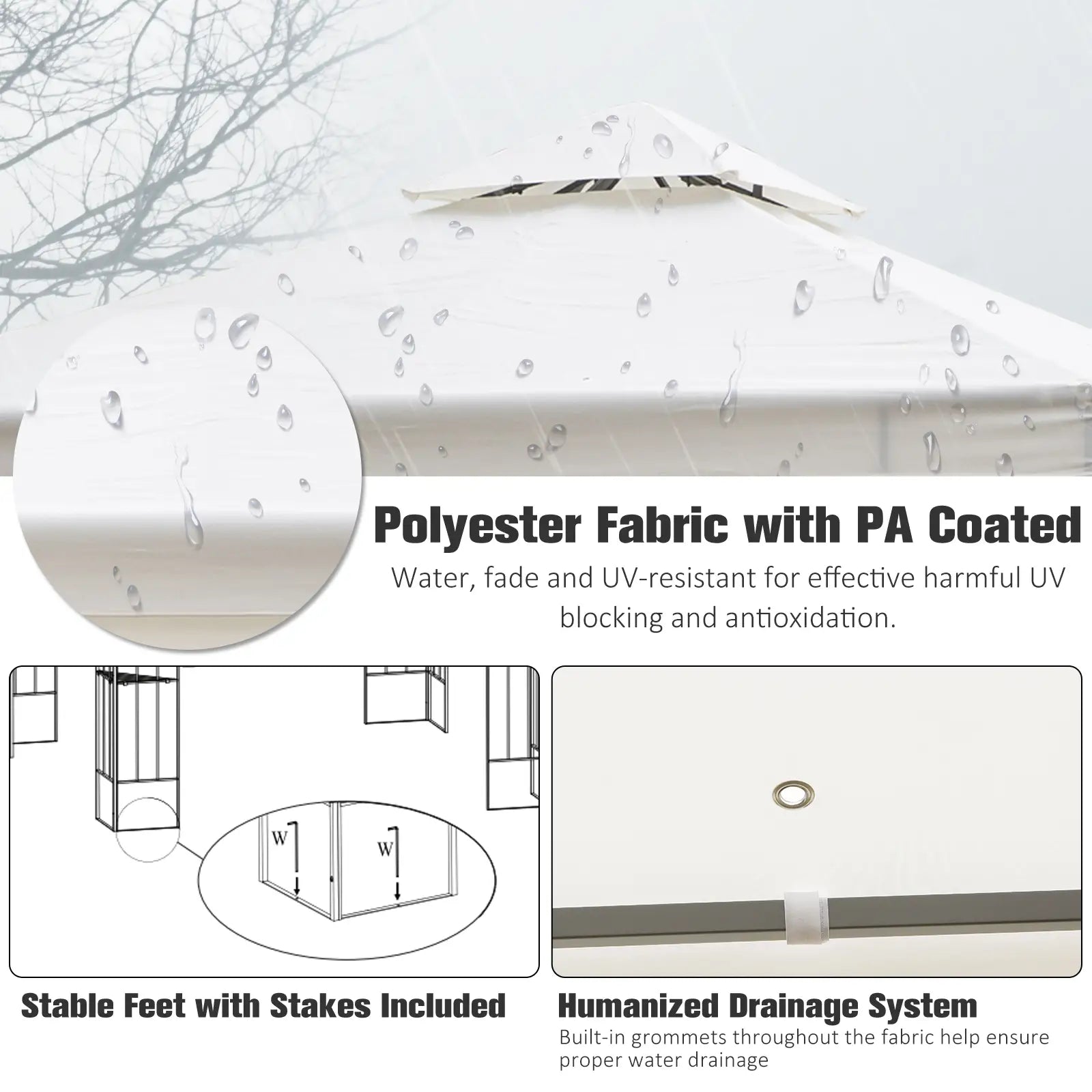 10' x 10' Metal Gazebo, Patio Canopy With Vented Roof, Cream Gazebos at Gallery Canada