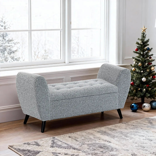 Upholstered Storage Bench with Arms, Modern Ottoman, Grey Storage Ottomans & Benches Grey at Gallery Canada
