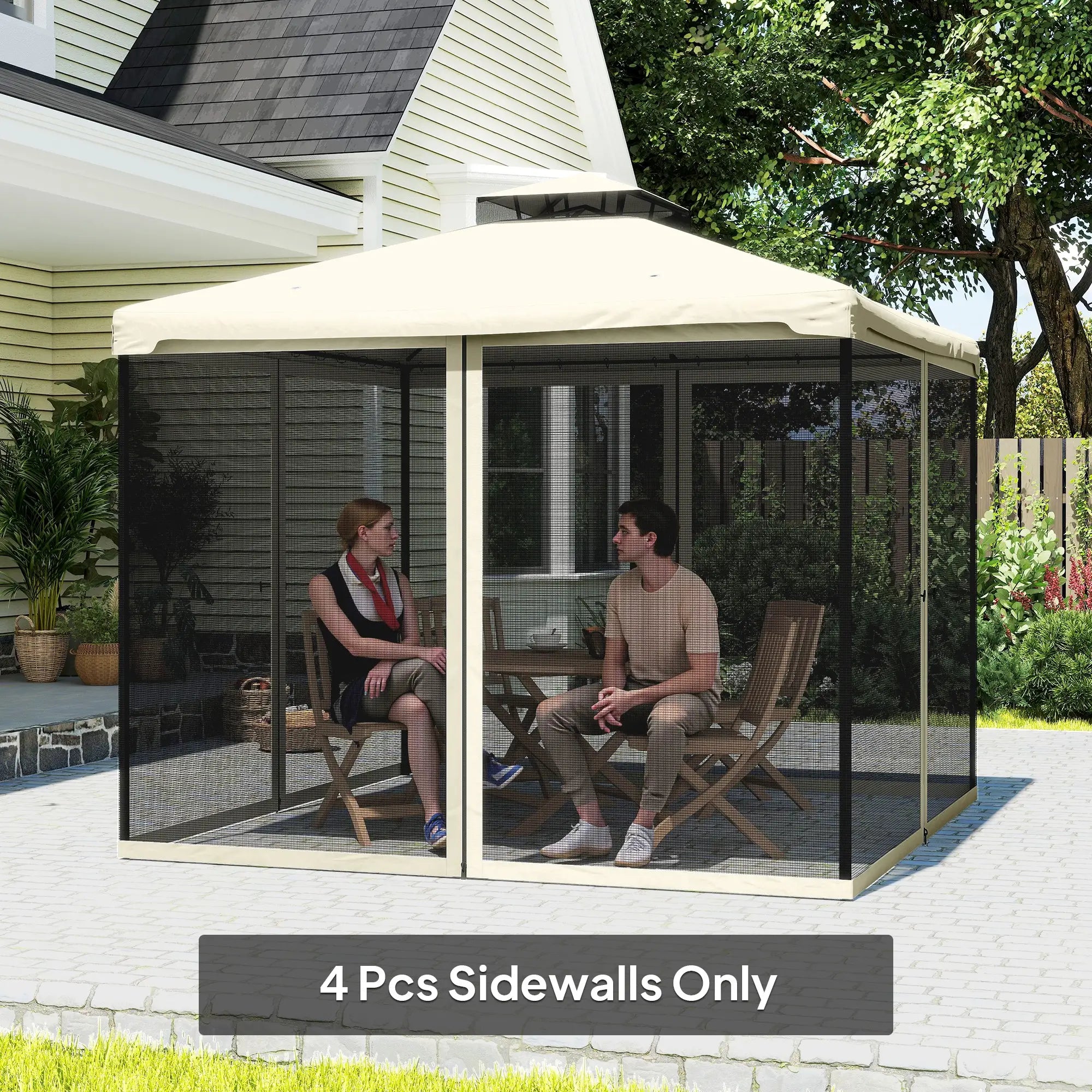 Replacement Mosquito Netting, 10' x 10', Cream White, Black Gazebo Sidewalls at Gallery Canada