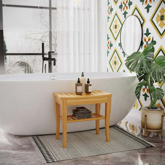 20" Bamboo Shower Bench, Bathroom Stool, Spa Bath Seat Bath Chairs Bamboo Colour at Gallery Canada