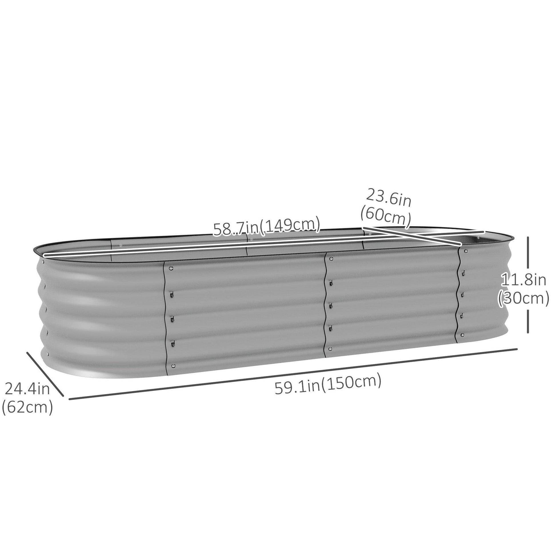4.9 x 2 x 1ft Galvanized Raised Garden Bed Kit, Metal Planter Box with Safety Edging, Silver at Gallery Canada