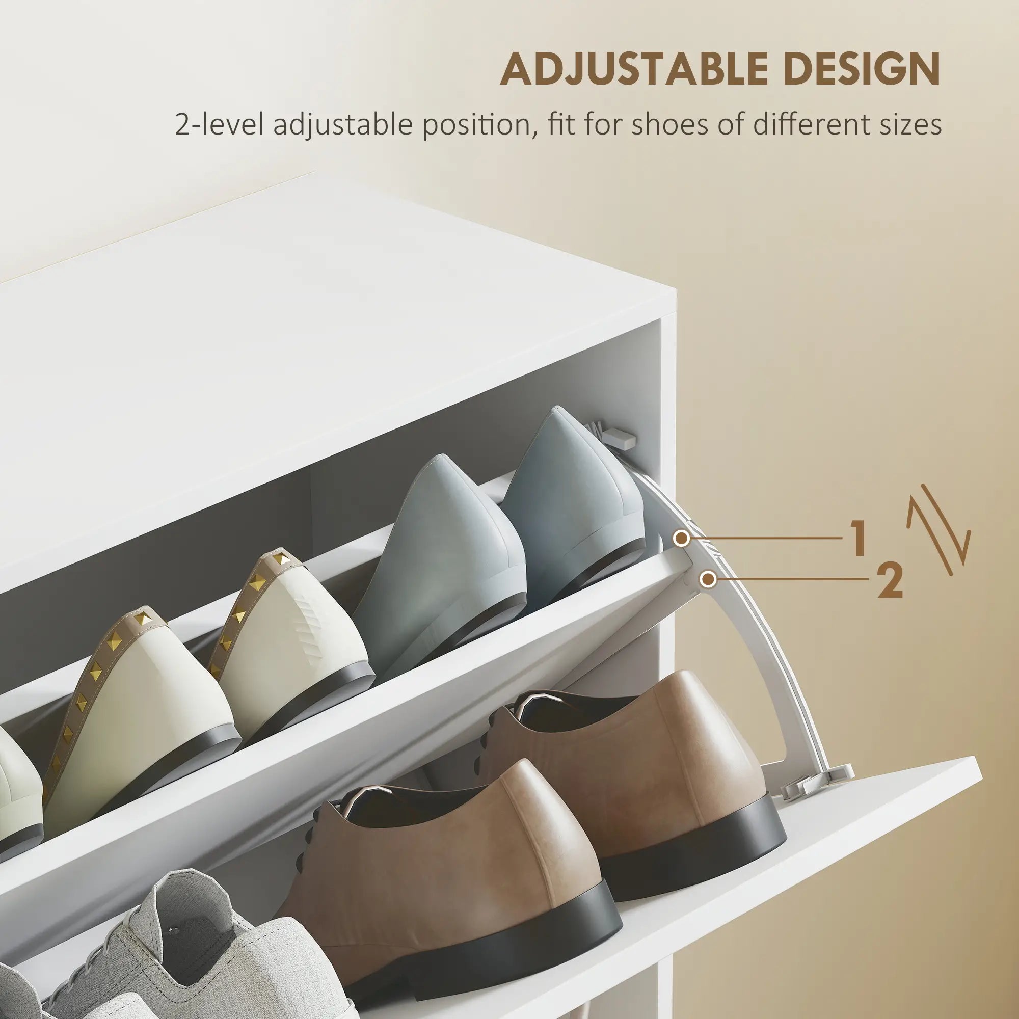 Flip Down Shoe Rack, Wooden Shelf, 4 Drawer Organizer, White Shoe Storage Cabinets & Racks at Gallery Canada