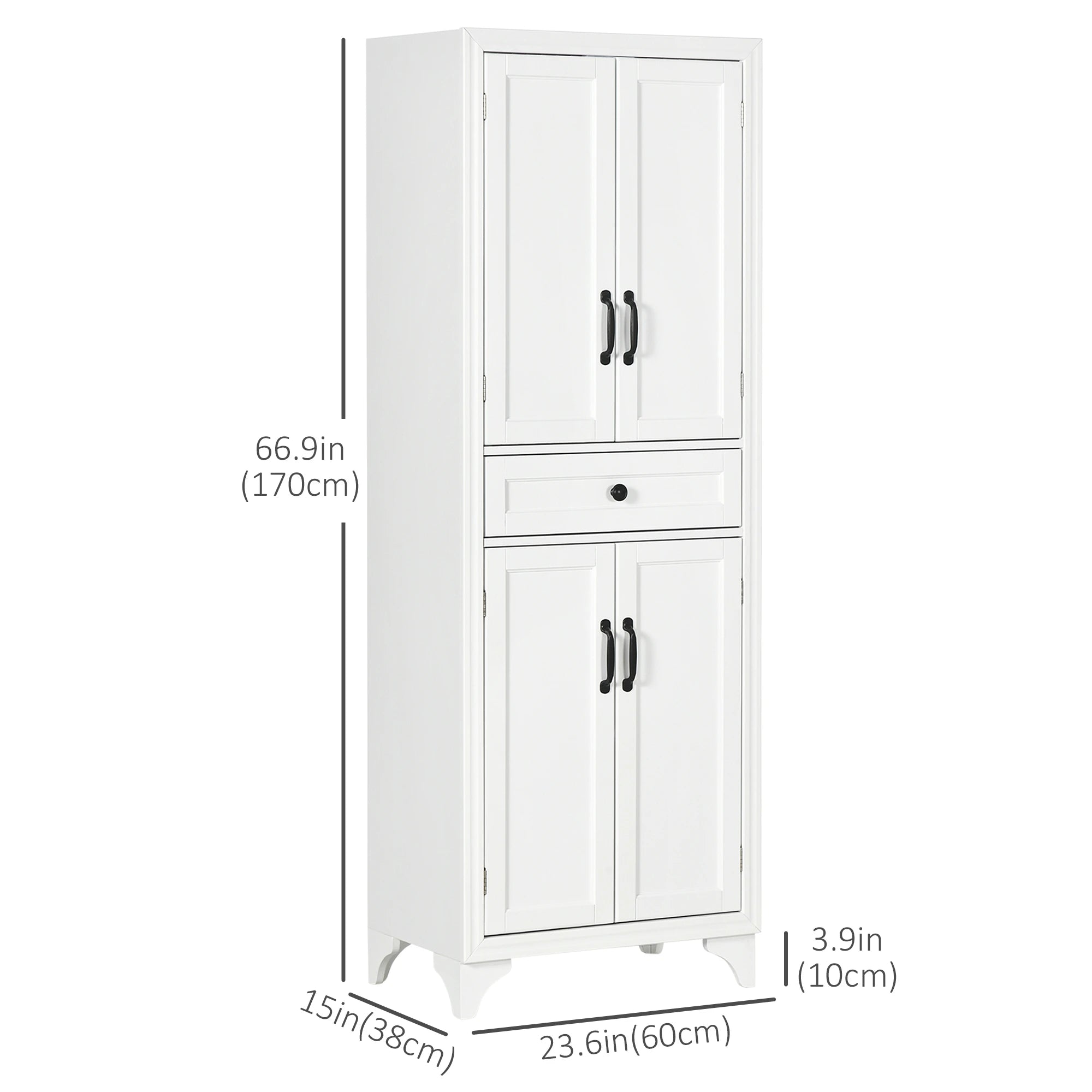 Freestanding Storage Cabinet, Kitchen Pantry with 2 Shelves, 4 Doors Kitchen Pantry Cabinets at Gallery Canada
