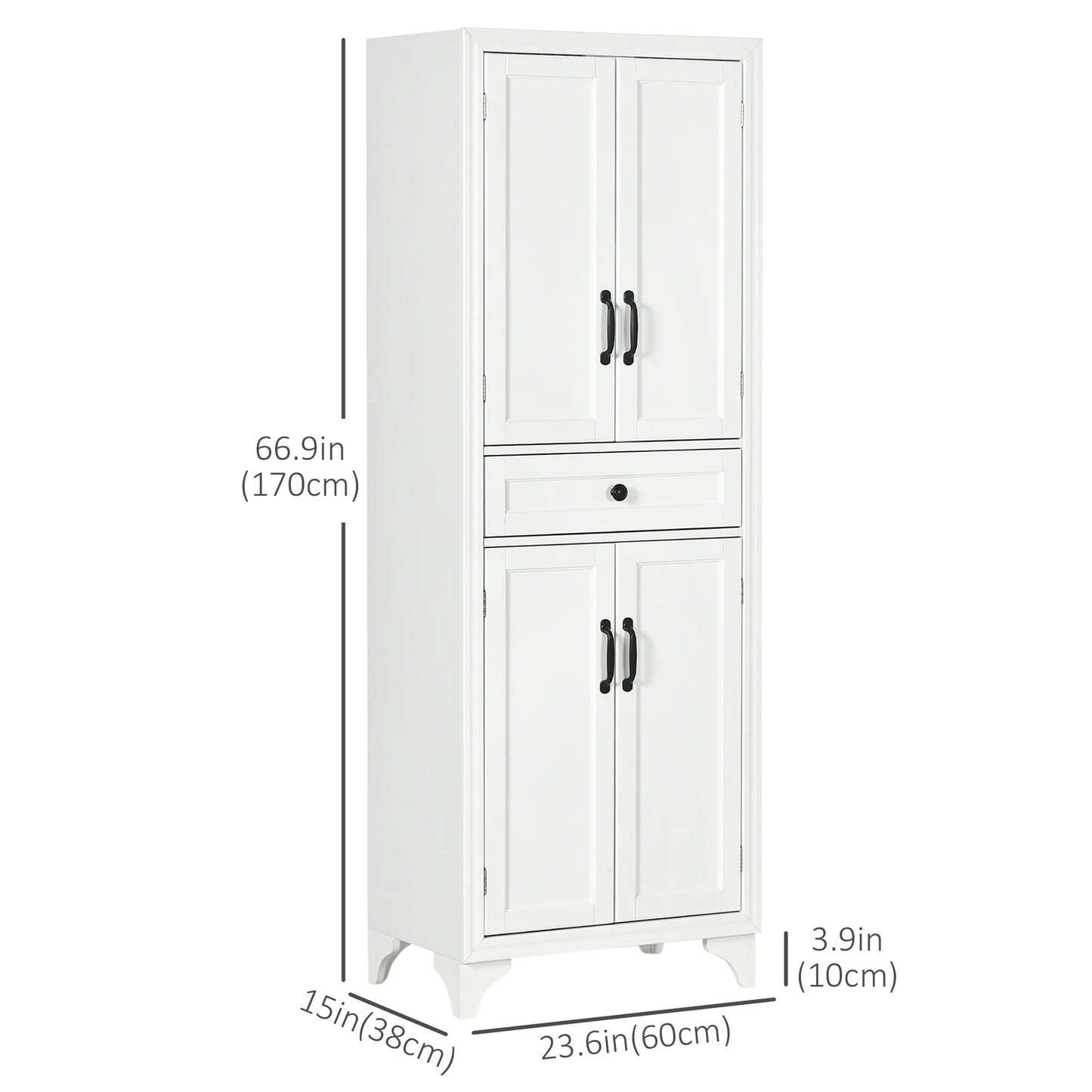 Freestanding Storage Cabinet, Kitchen Pantry with 2 Shelves, 4 Doors Kitchen Pantry Cabinets at Gallery Canada