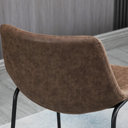 Vintage PU Leather Bar Stools, Set of 2, Counter Height, Brown Bar Stools at Gallery Canada