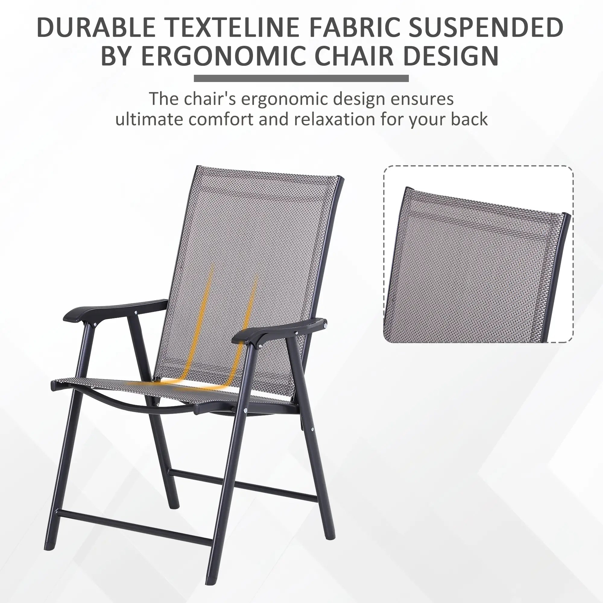 2-Piece Folding Dining Chair Set, Outdoor Furniture with Armrests, Black Patio Chairs at Gallery Canada