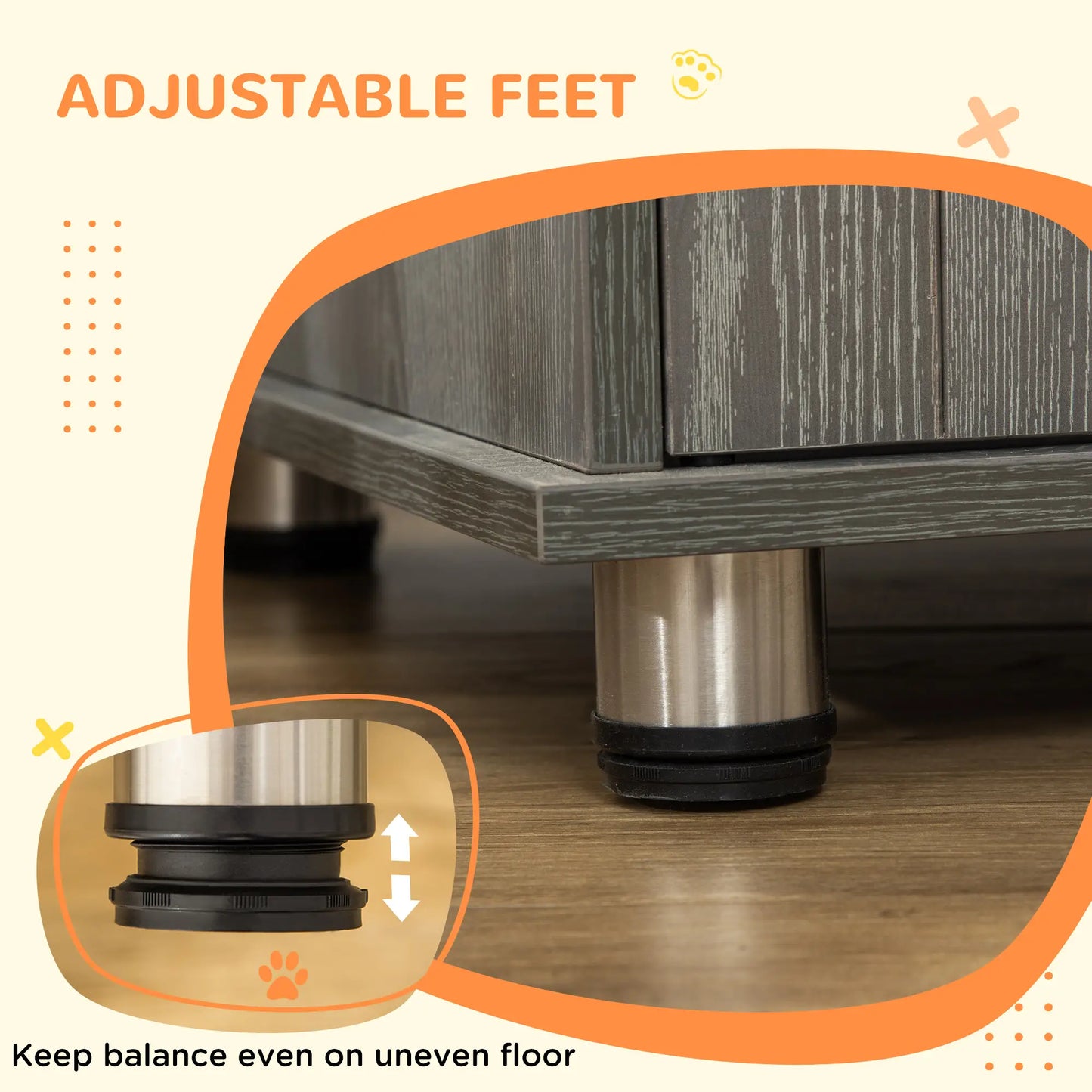 Dog Crate Furniture, Lockable Magnetic Door, Adjustable Feet, Grey Houses, Kennels & Pens at Gallery Canada