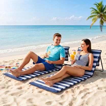 Foldable Lounge Chairs Set, Adjustable Backrest, Blue White Beach Accessories at Gallery Canada