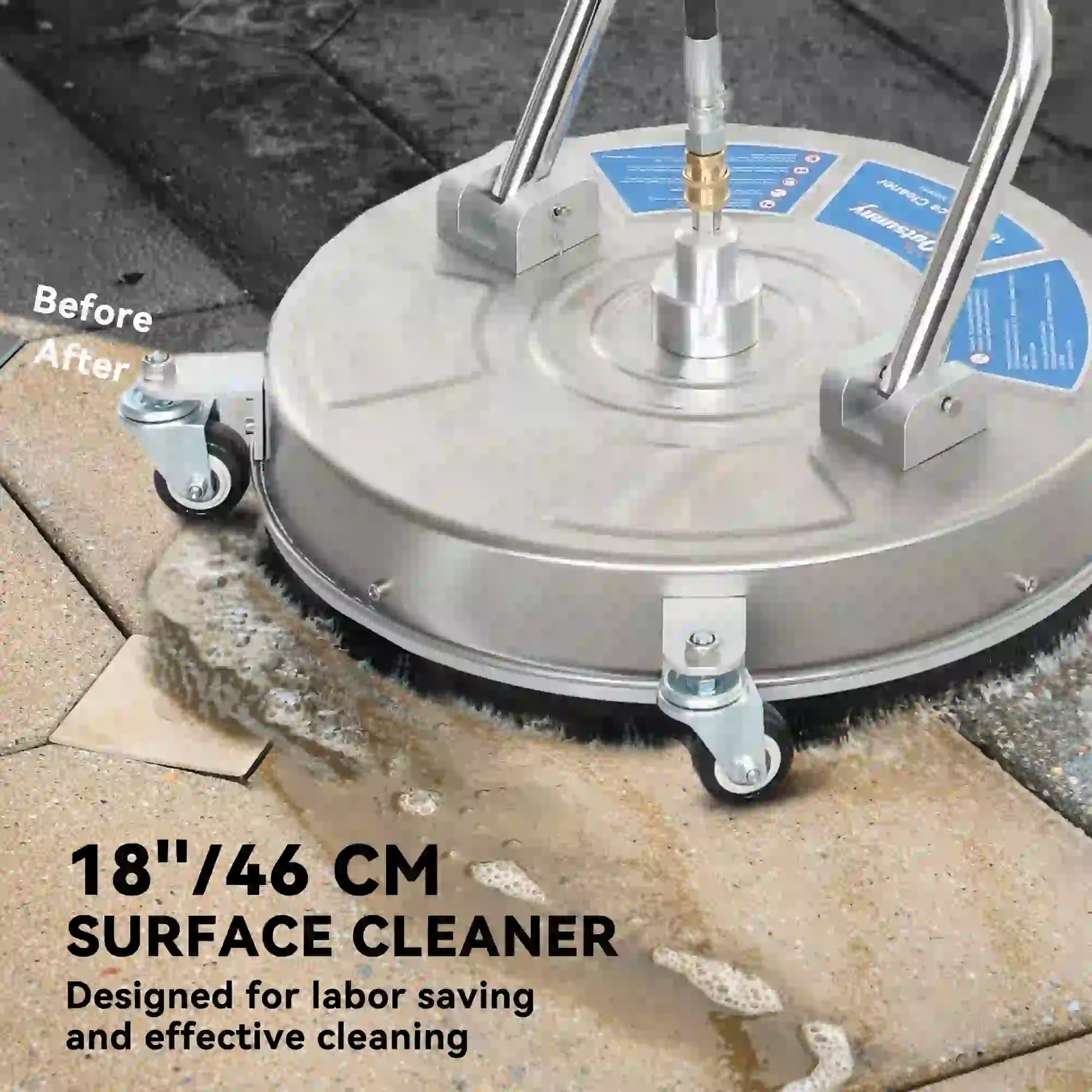 18" Pressure Washer Surface Cleaner, 4 Wheels, Stainless Steel, 1/4" Quick Connector, 2 Handles, 3600 PSI, Silver Garden Accessories at Gallery Canada