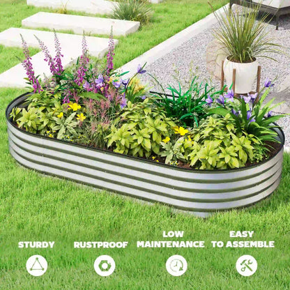 6' x 3' x 1' Galvanized Raised Garden Bed, Metal Plant Stake, Silver Raised Garden Beds at Gallery Canada