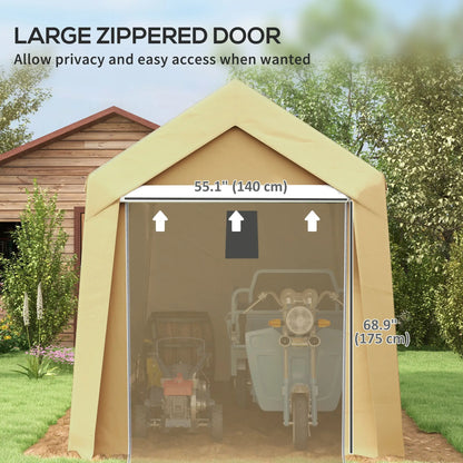7' x 12' Outdoor Storage Shed, Portable Garage, Roll-up Door, Beige Sheds at Gallery Canada